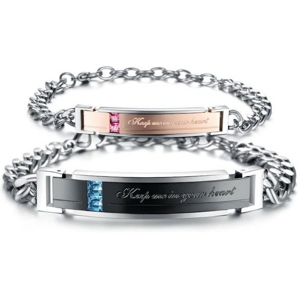 Kim Johanson Schmuckset Keep Me in Your Heart (Set, 2-tlg), mit Zirkonia, 2 Partner Armbänder