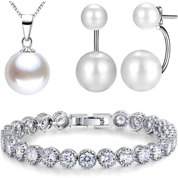 Kim Johanson Schmuckset Perle (Set, 4-tlg), aus 925 Silber und Metall