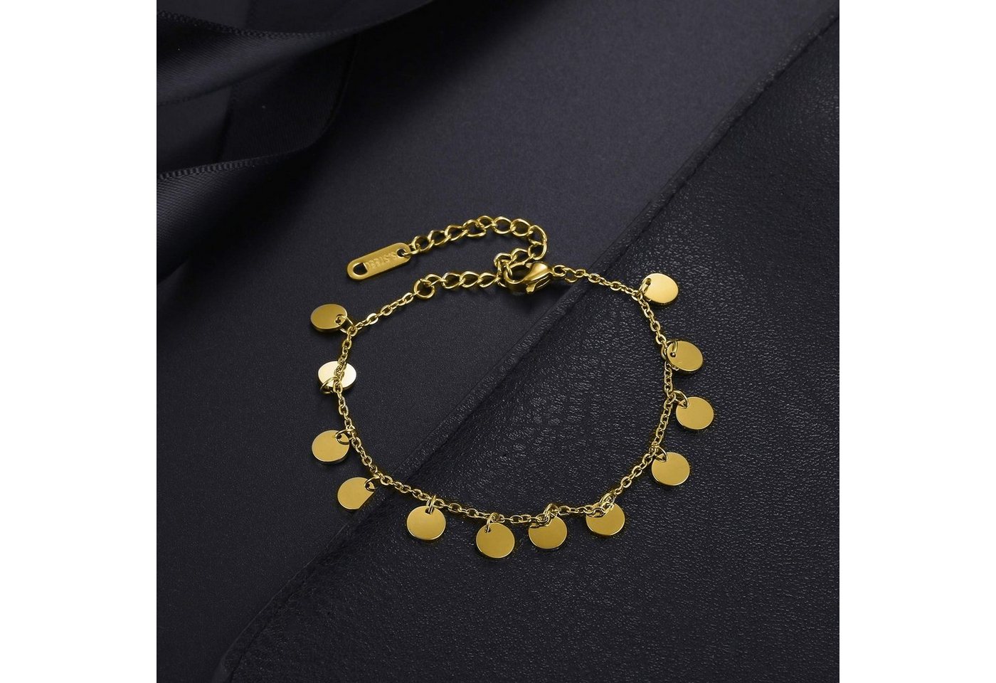 Kim Johanson Schmuckset Plättchen (Set, 3-tlg., inkl. Schmuckbox), aus Edelstahl, Kette, Armband & Fußkette, verstellbar – Bild 3 von 5