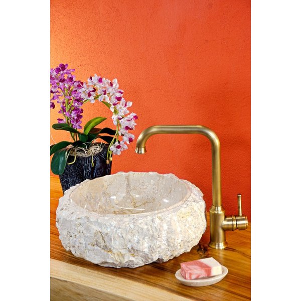 Kinaree Waschbecken Handwaschbecken Marmor Bruchstein (1-St)