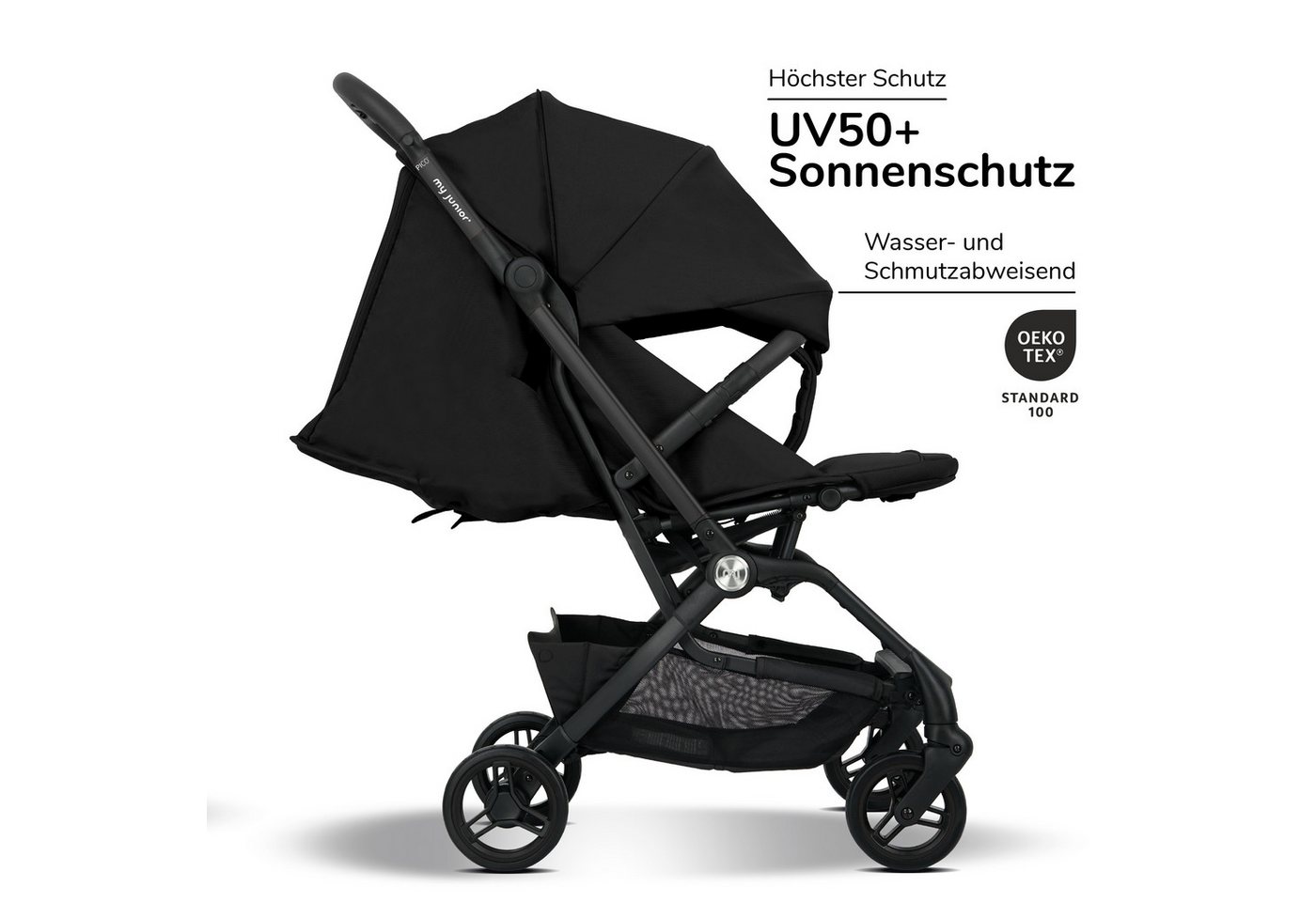 my junior Kinder-Buggy my junior® PICO² Black Night, bis 22kg, Einhand AutoFold, Getränkehalter, Transporttasche – Bild 5 von 5