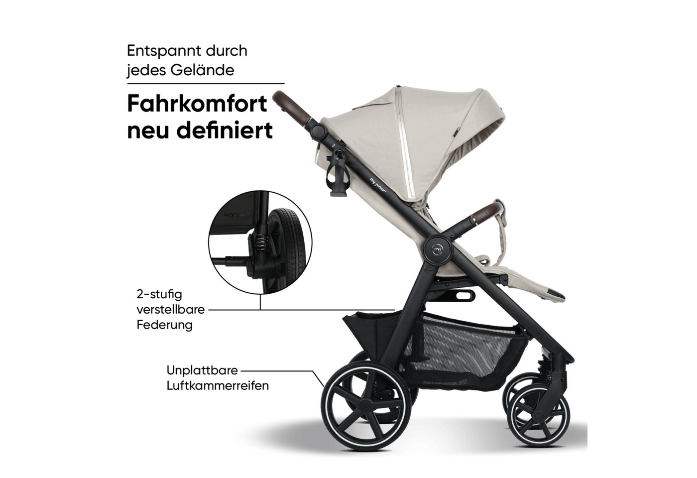 my junior Kinder-Buggy my junior® PLIA² Desert Bloom, (3-tlg), großer Komfortbuggy mit Luftkammerreifen – Bild 3 von 5