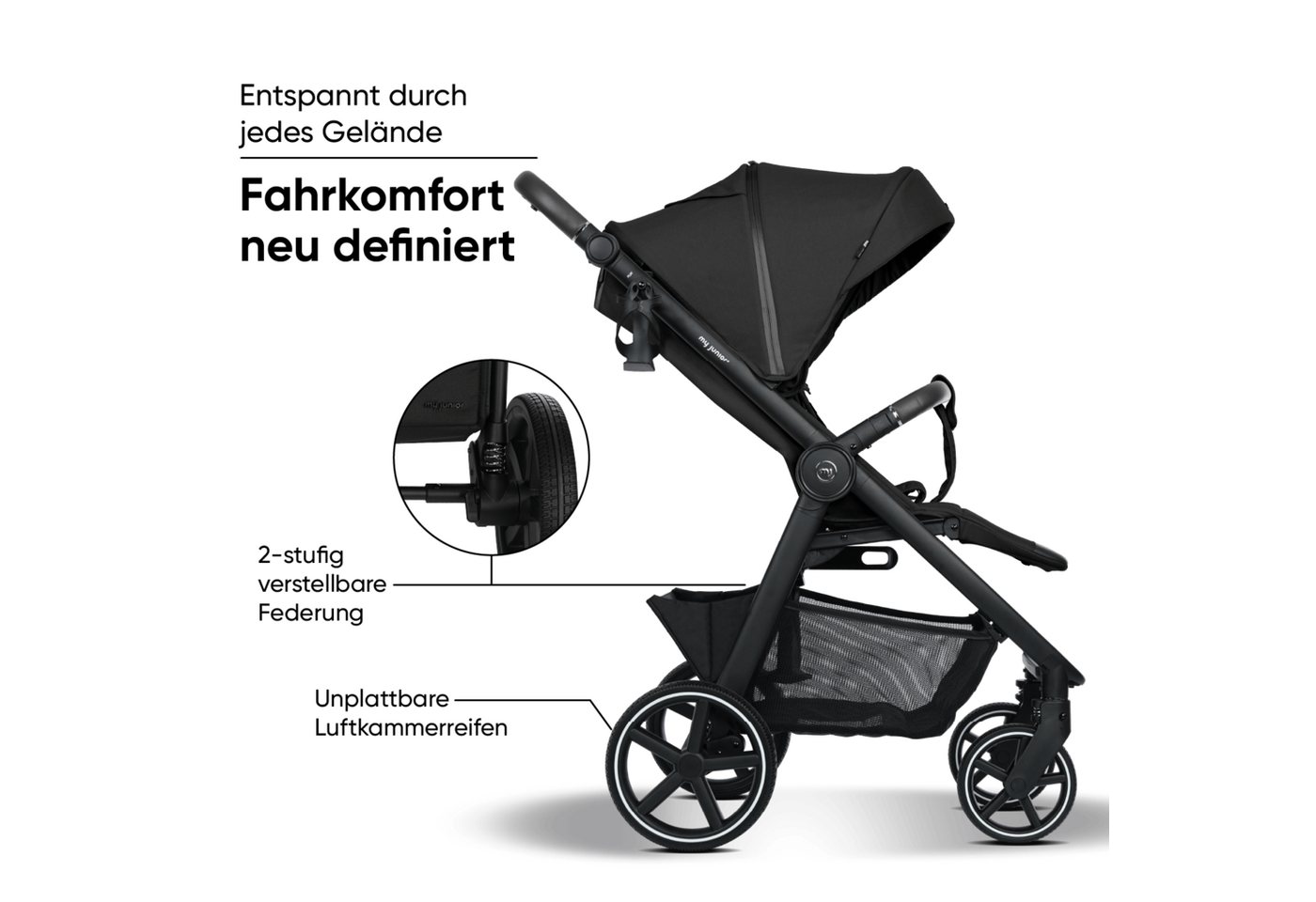 my junior Kinder-Buggy my junior® PLIA² Ink Stone, (3-tlg), großer Komfortbuggy mit Luftkammerreifen – Bild 3 von 5