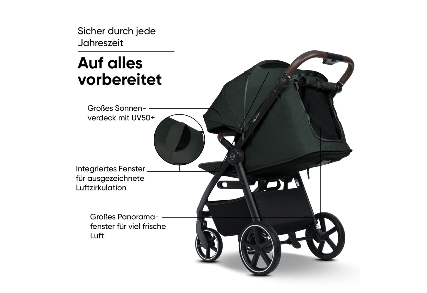 my junior Kinder-Buggy my junior® PLIA² Pine Forest, (3-tlg), großer Komfortbuggy mit Luftkammerreifen – Bild 5 von 5