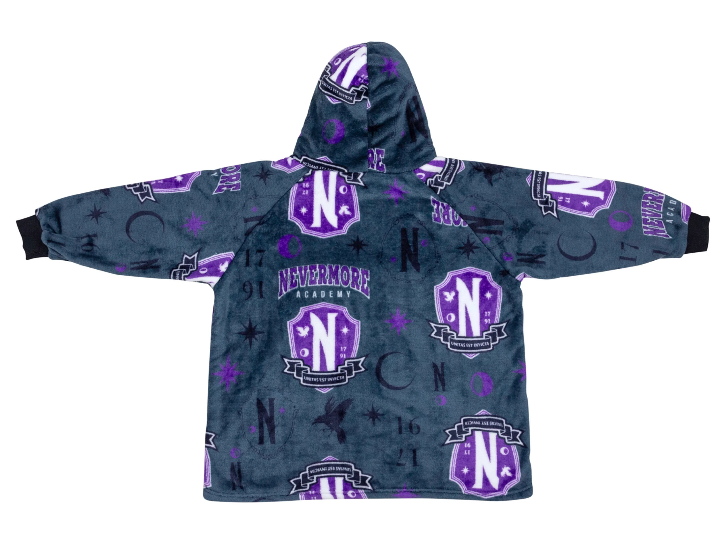 Kinder Hugzee Hoodie Decke Lizenz Wednesday (Grau) – Bild 3 von 4