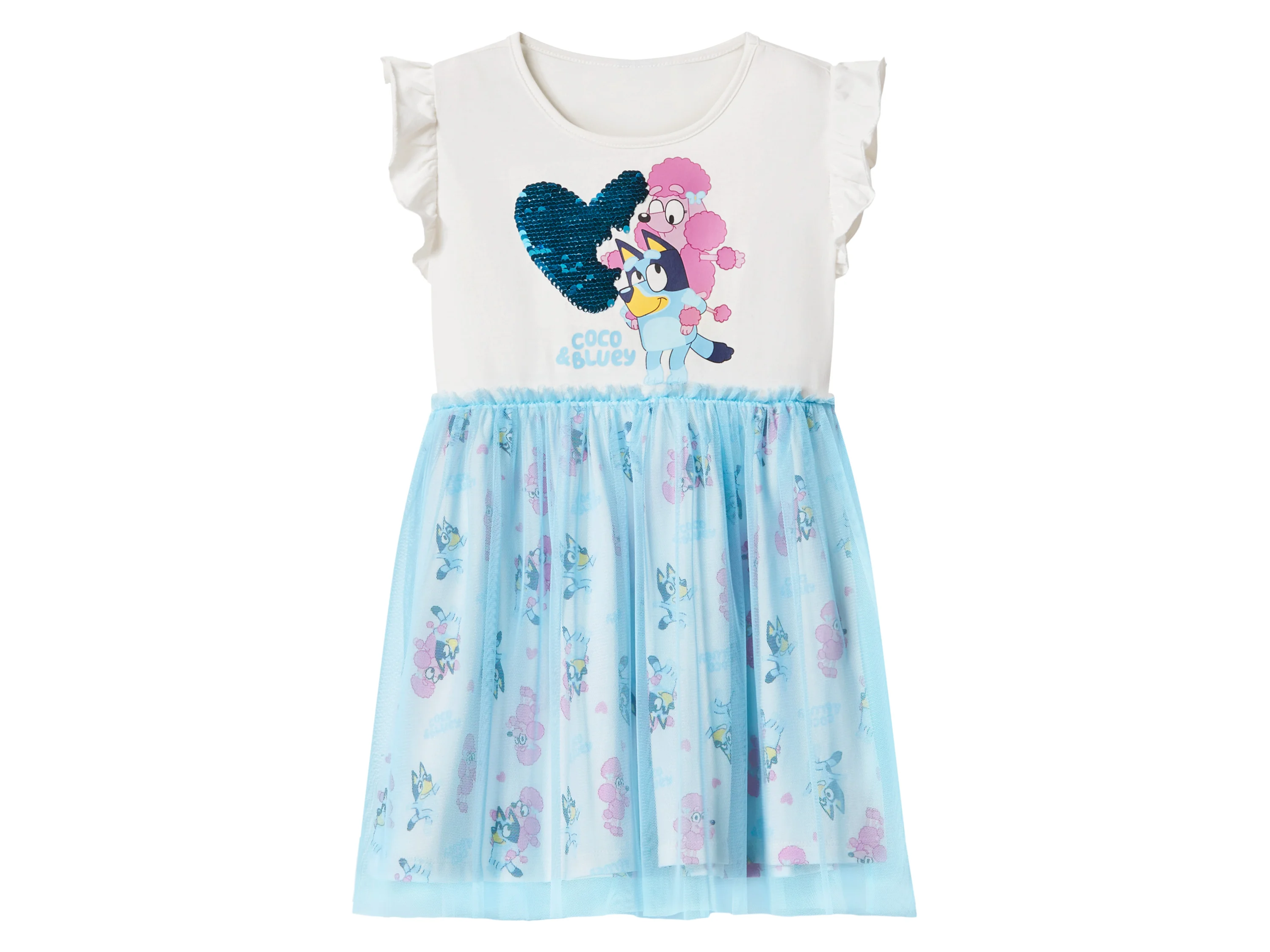 Kinder Kleid (weiß/blau, 110/116) – Bild 4 von 4