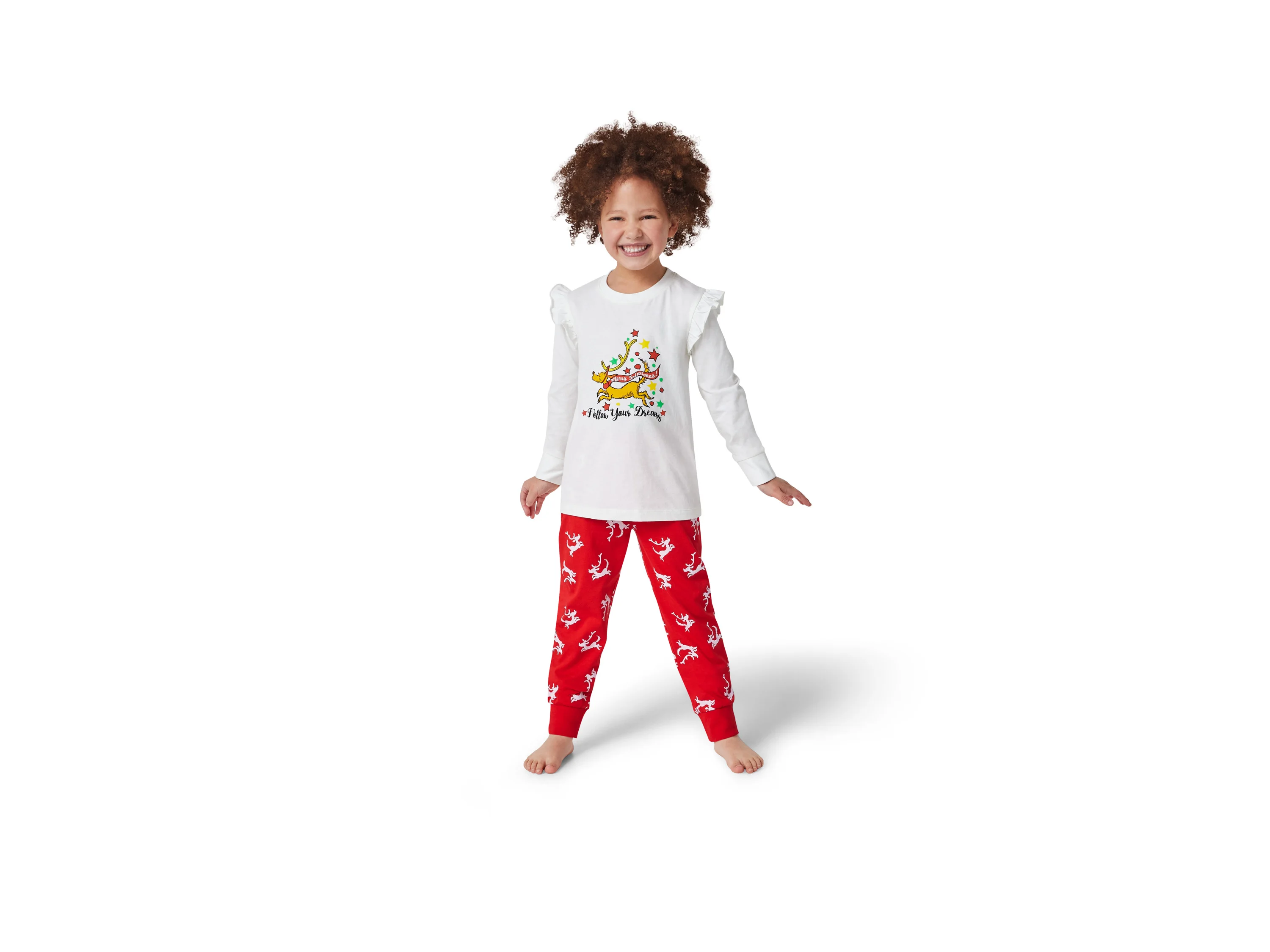 Kinder Pyjama (weiß/rot, 110/116) – Bild 2 von 4