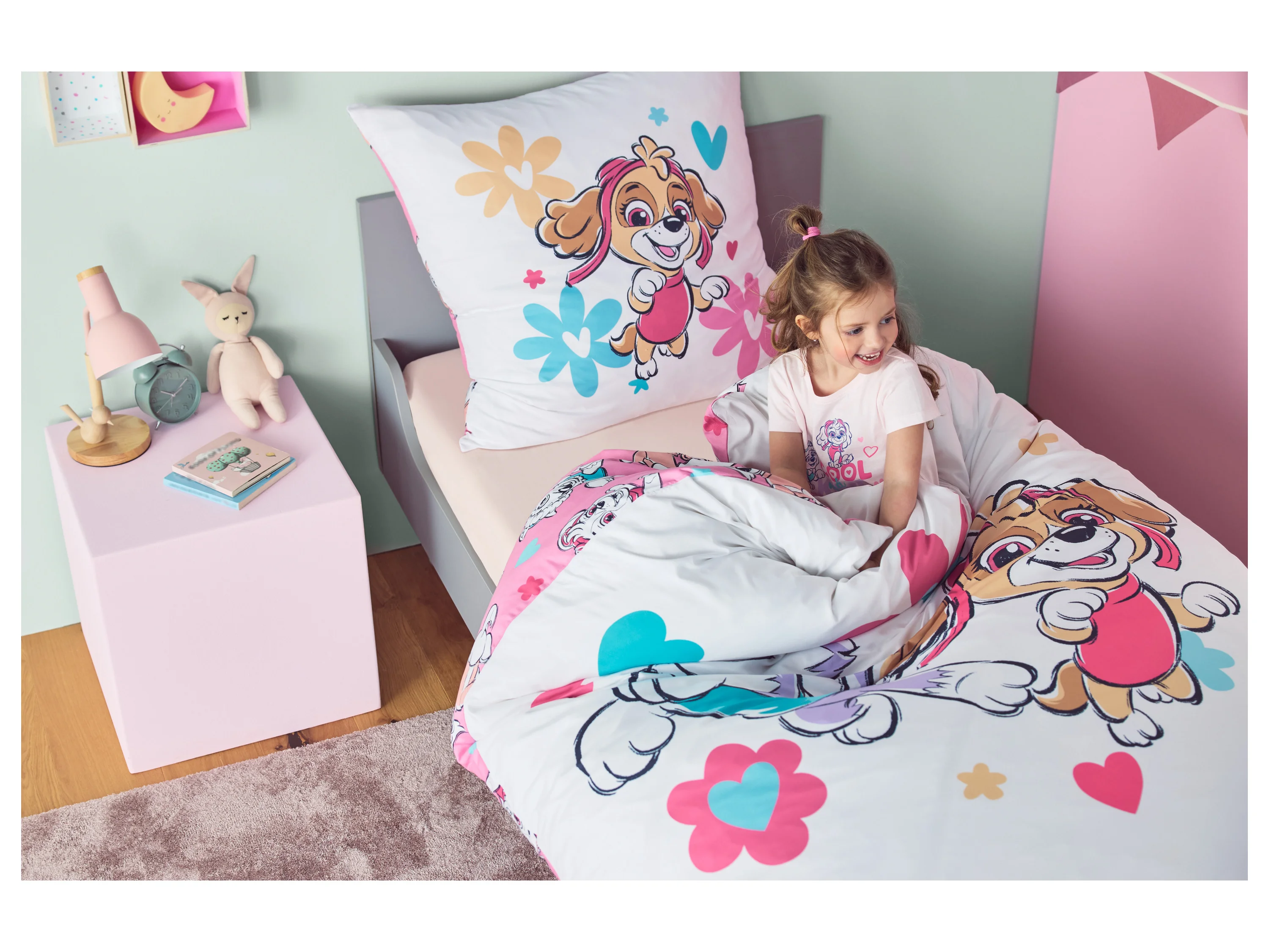 Kinder-Wendebettwäsche »Paw Patrol«, 135 x 200 cm (Weiß/Rosa) – Bild 2 von 4