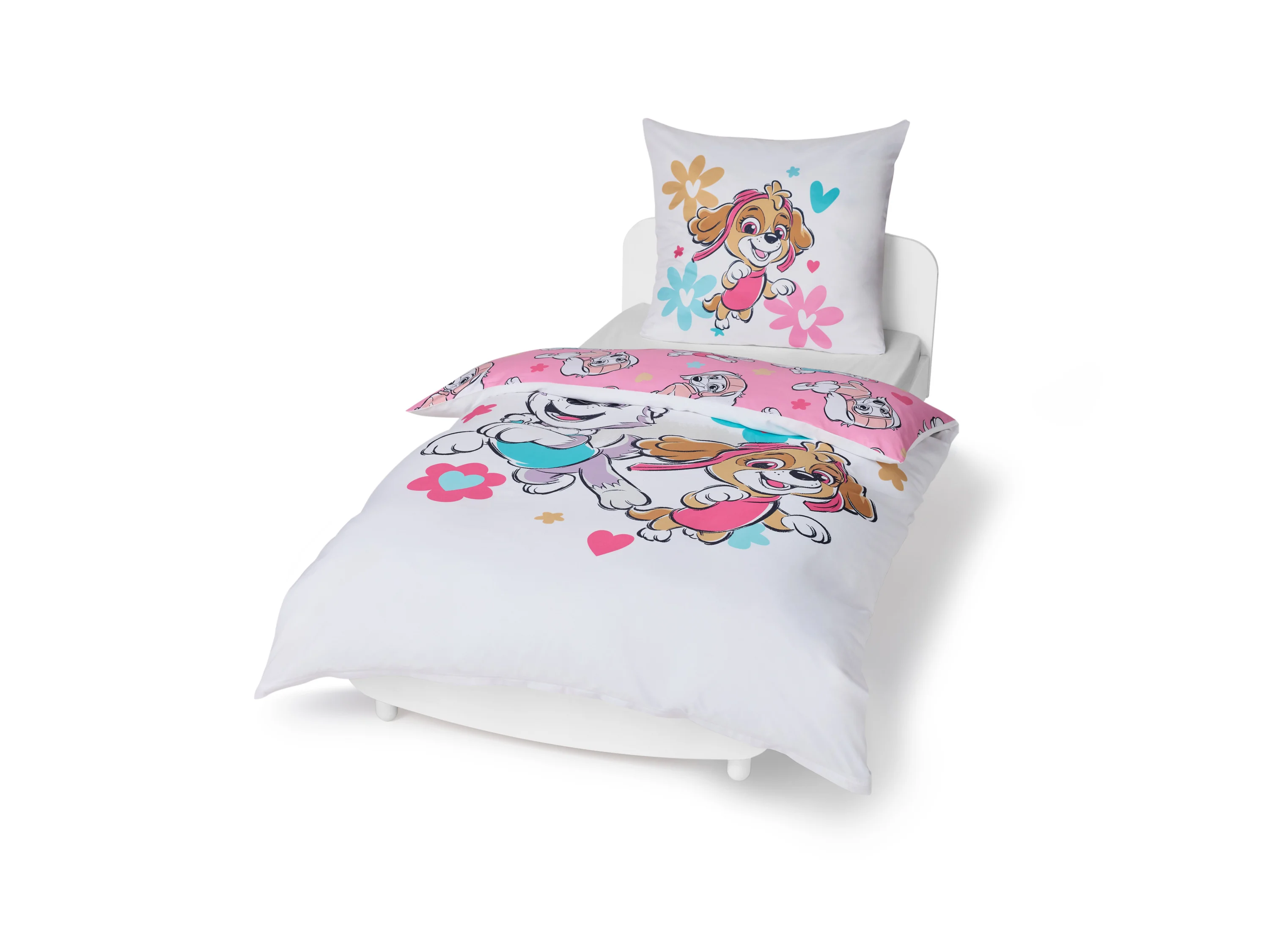 Kinder-Wendebettwäsche »Paw Patrol«, 135 x 200 cm (Weiß/Rosa) – Bild 3 von 4