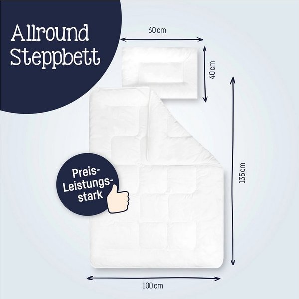 Julius Zöllner Kinderbettdecke + Microfaserkissen Julius Zöllner Basic Baby Ganzjahres-Set Decke 100x135 + Kissen 40x60, Füllung: 100% Polyester, Bezug: 65% Pol