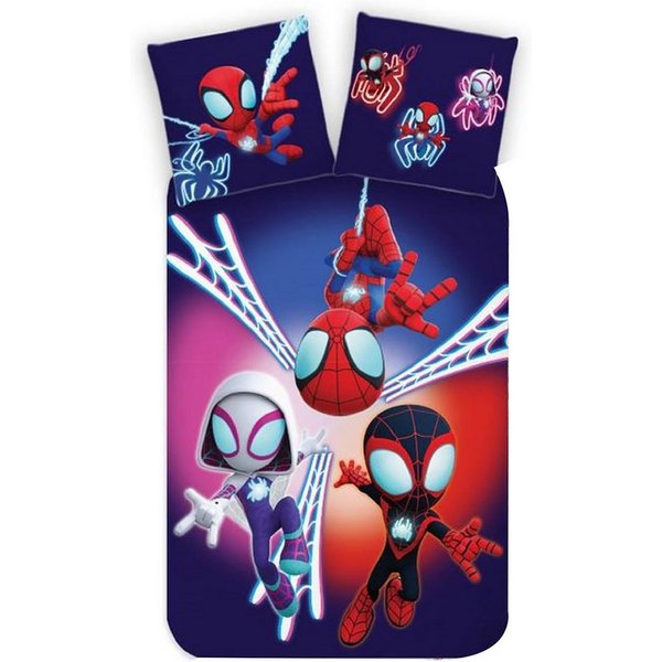 MARVEL Kinderbettwäsche Marvel Spidey Amazing Friends Kinderbettwäsche Ghost-Spider 100x135 cm, Renforcé, 2 teilig
