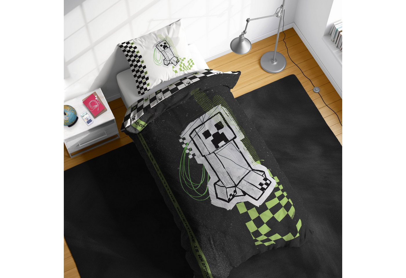 Minecraft Kinderbettwäsche Minecraft Doodle Skate, Linon, 2 teilig, 100% Baumwolle – Bild 2 von 5