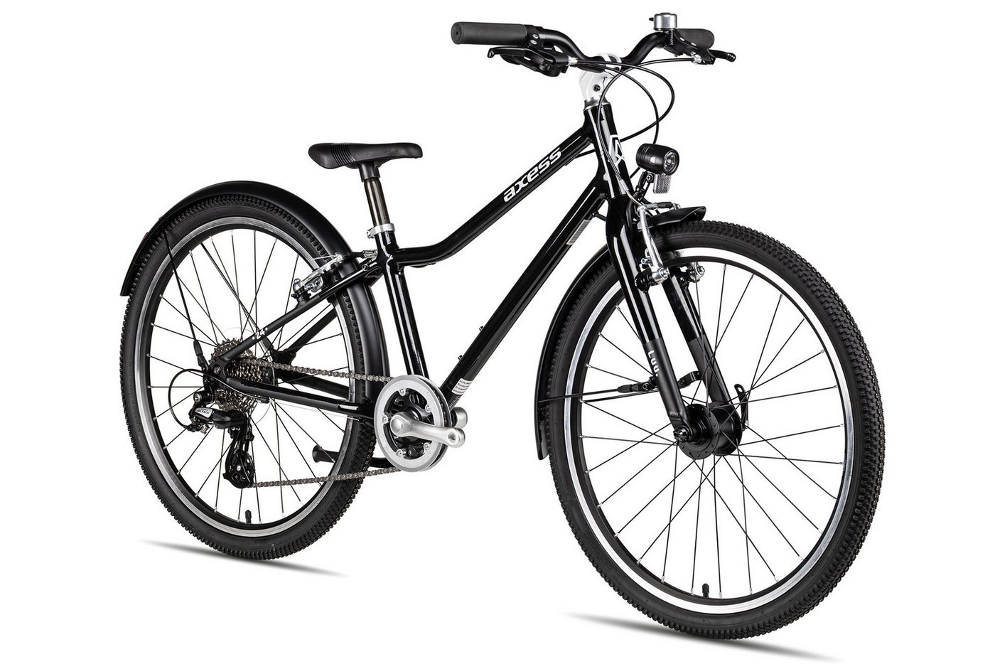 Axess Kinderfahrrad Axess LUU. 24 EQ, 8 Gang Shimano Altus RD-M310-L Schaltwerk, Kettenschaltung, leichter Aluminiumrahmen schwarz/grau – Bild 2 von 5
