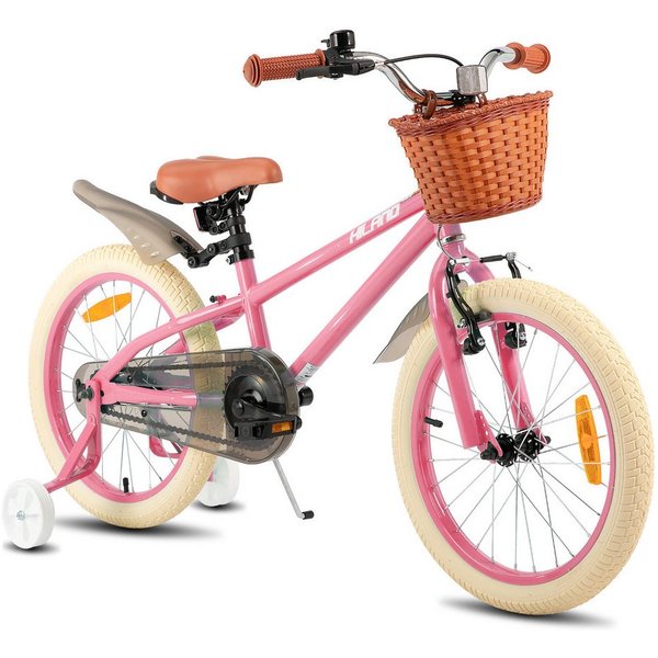 HILAND Kinderfahrrad HILAND Retro Kinderfahrrad Korb, Stützräder & Bremse 14/16/18 Zoll, mit Stützrädern, Handbremse und Rücktrittbremse, Korb