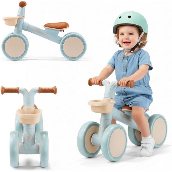 HyperMotion Kinderfahrrad HyperMotion TOBI MINI Laufrad 4-rädrig mit Korb, blau