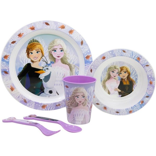 Disney Kindergeschirr-Set Disney Die Eiskönigin Elsa Kinder Geschirr-Set 5 teilig (5-tlg), 1 Personen, Becher, Teller, Schüssel