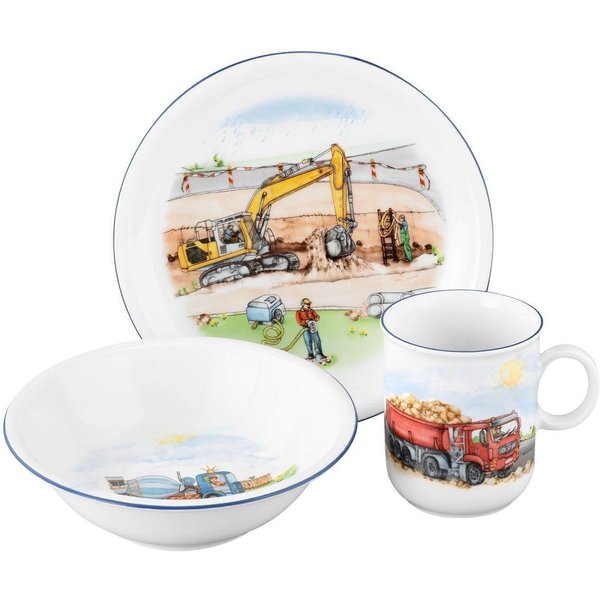 Seltmann Weiden Kindergeschirr-Set Seltmann Weiden Compact Auf der Baustelle Kinder Set 3 tlg., 1 Personen, Porzellan
