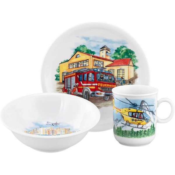 Seltmann Weiden Kindergeschirr-Set Seltmann Weiden Compact Blaulicht Kinder Set 3tlg., 1 Personen, Porzellan