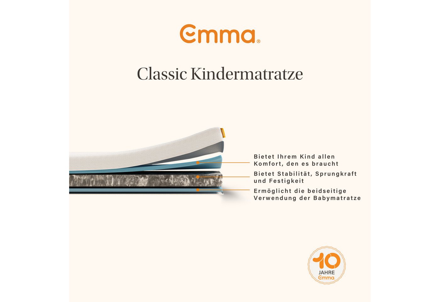 Kindermatratze Emma Kindermatratze, atmungsaktiv & waschbar bei 60°C, Emma, 11 cm hoch, (1-tlg), 60 x 120cm & 70 x140cm, Stiftung Warentest " SEHR GUT (1,5)" ge – Bild 4 von 5