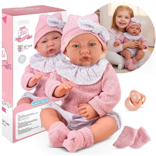 Kinderplay Dolls & Strollers Babypuppe Interaktive Babypuppe Lili 41 cm – realistisch – sprechend