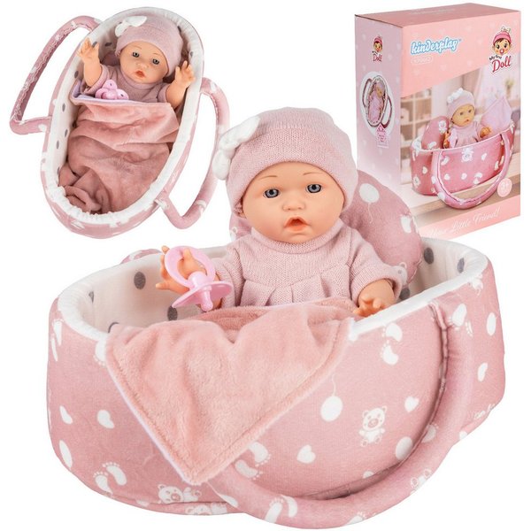 Kinderplay Dolls & Strollers Babypuppe Puppe mit Tragebett – Erste Babypuppe – Spielset für Kinder (Set)