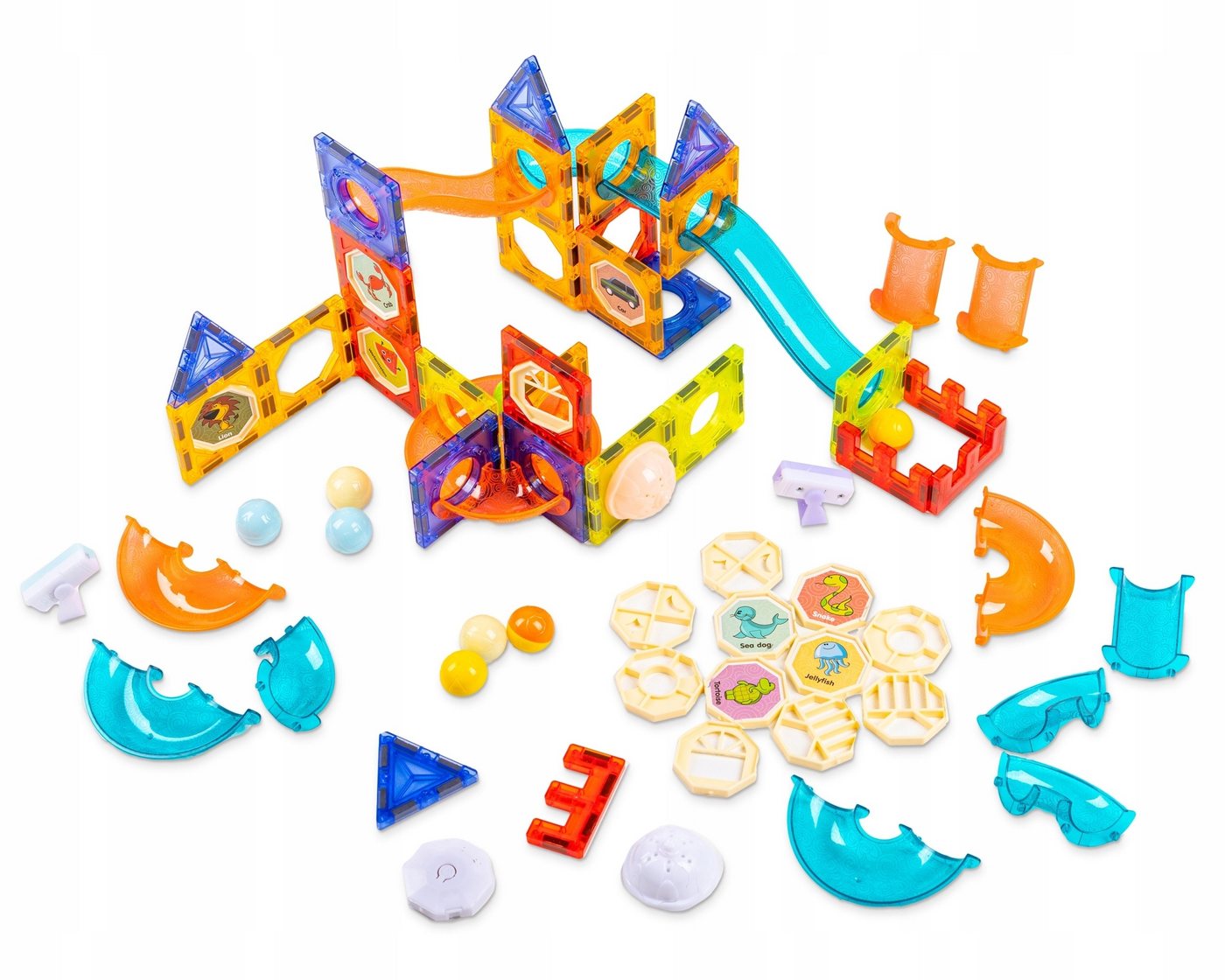 Kinderplay Dolls & Strollers Magnetische Bausteine 75-teilig – Leuchtende Schienen – Kinder Magnetspielbausteine, (Set, Magnetische Konstruktionsbausteine Leuch – Bild 5 von 5