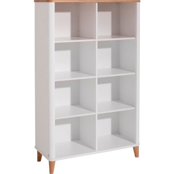 PAIDI Kinderregal LOTTE & FYNN Steiff by PAIDI, 8 offene Fächer, 96cm Breite, Highboard, Weiß mit Eiche Massivholz, stabiles und langlebiges Regal