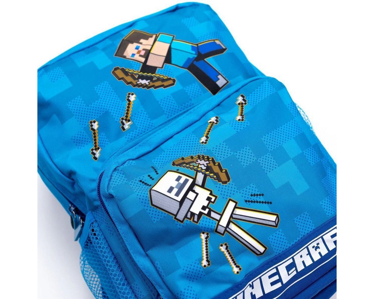 Minecraft Kinderrucksack MINECRAFT Kinder Rucksack Jungen + Mädchen Blau Gamer – Bild 2 von 5
