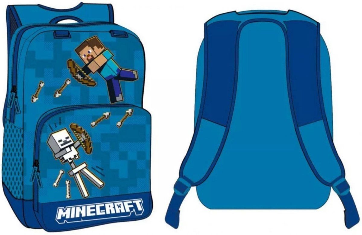 Minecraft Kinderrucksack MINECRAFT Kinder Rucksack Jungen + Mädchen Blau Gamer – Bild 5 von 5