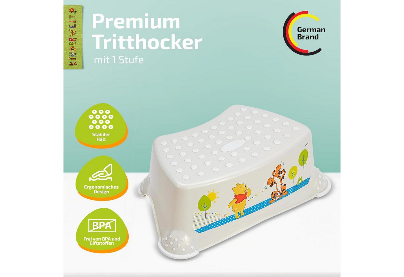 KiNDERWELT Tritthocker 2er Set Winnie Puuh perlweiß WC- Aufsatz + Hocker (2er Set) – Bild 2 von 5