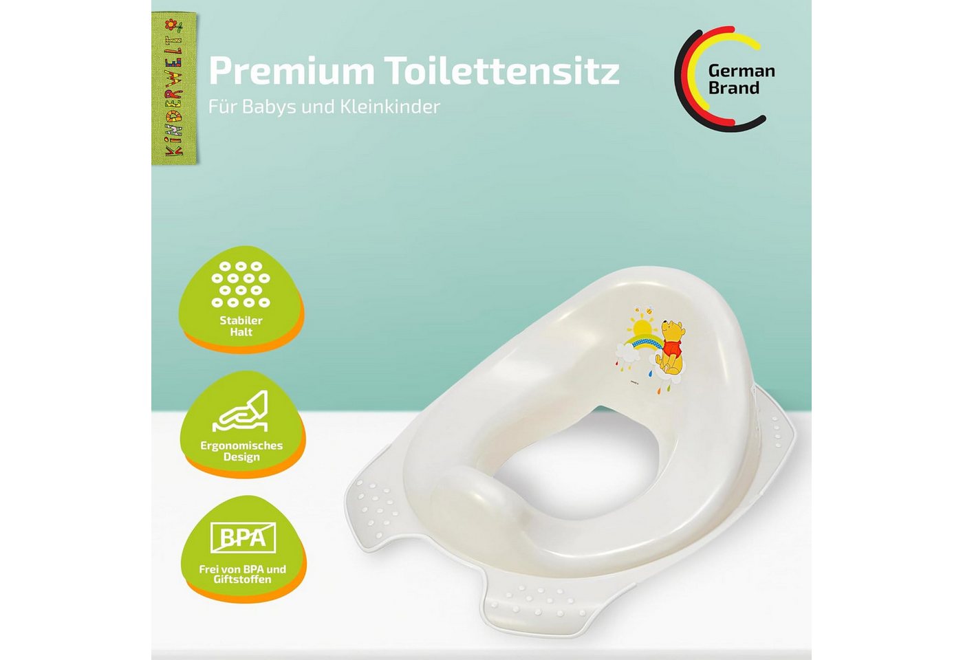 KiNDERWELT Tritthocker 2er Set Winnie Puuh perlweiß WC- Aufsatz + Hocker (2er Set) – Bild 3 von 5