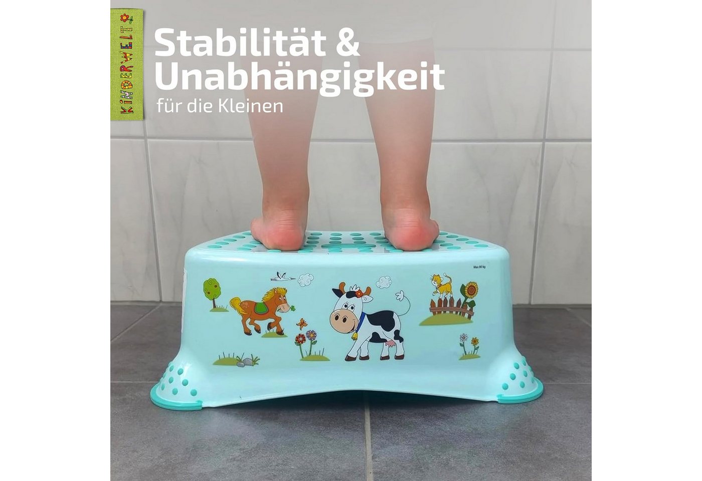 KiNDERWELT Tritthocker Premium stabiler Tritthocker Tier Motiv weiß – Bild 3 von 5