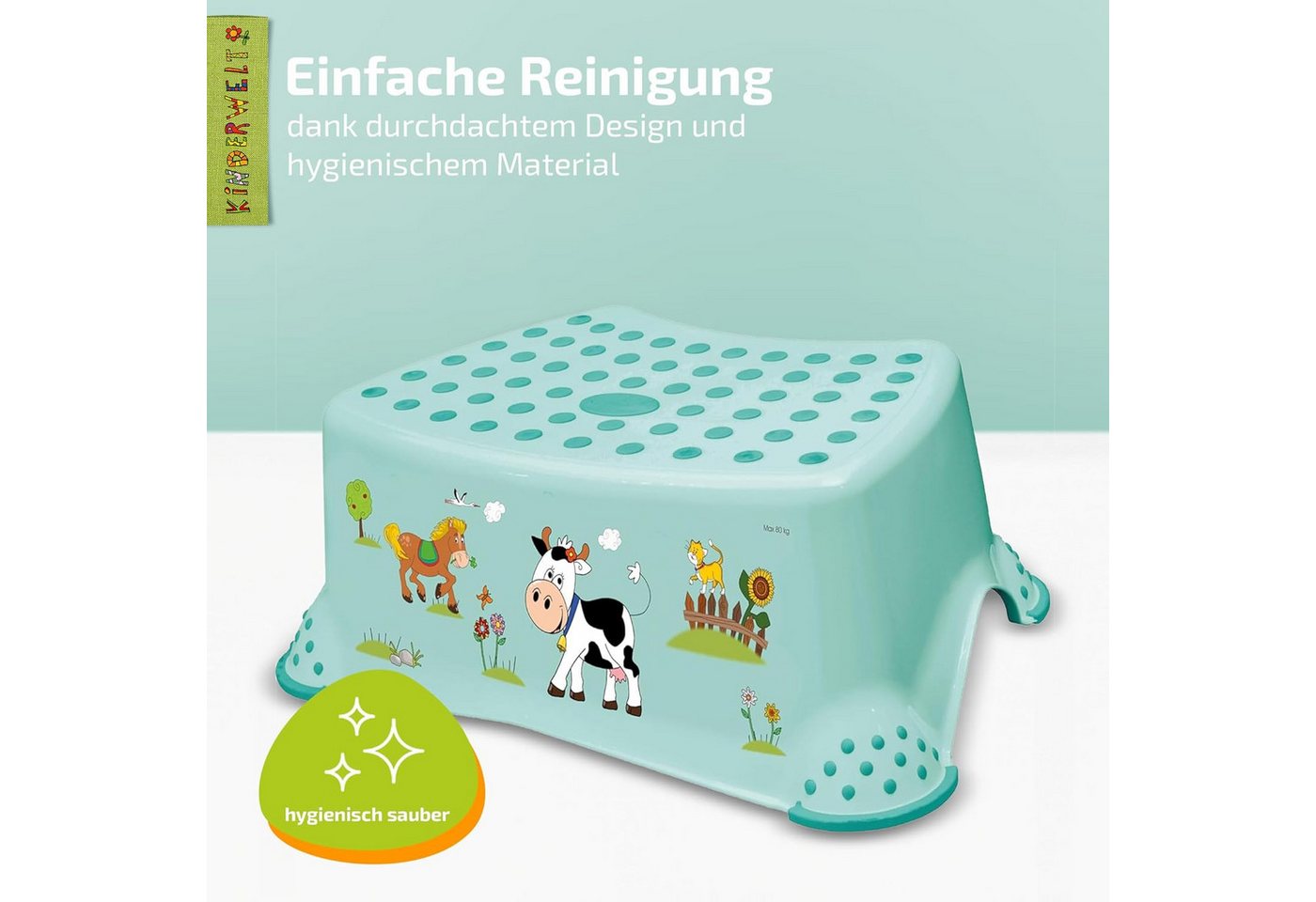 KiNDERWELT Tritthocker Premium stabiler Tritthocker Tier Motiv weiß – Bild 5 von 5
