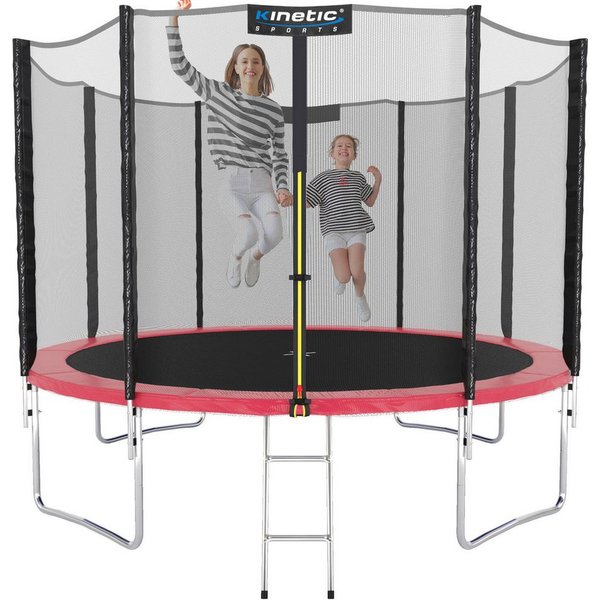 Kinetic Sports Gartentrampolin SALTO, Ø 244 cm, Kindertrampolin Set mit Sicherheitsnetz, USA Sprungtuch, Leiter