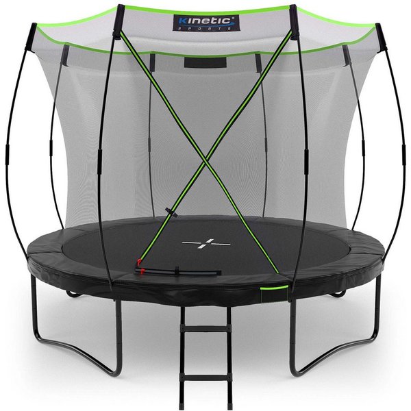 Kinetic Sports Gartentrampolin ULTIMATE PRO, Ø 305 cm, mit Leiter, Fieberglas-Netzstangen, AirMAXX Sprungtuch