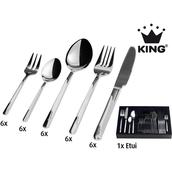 KING Besteck-Set »HMC« (31-tlg), 6 Personen, Edelstahl 18/0, 2,5 mm, Edelstahl 18/0, inkl. Besteck-Etui, für 6 Personen