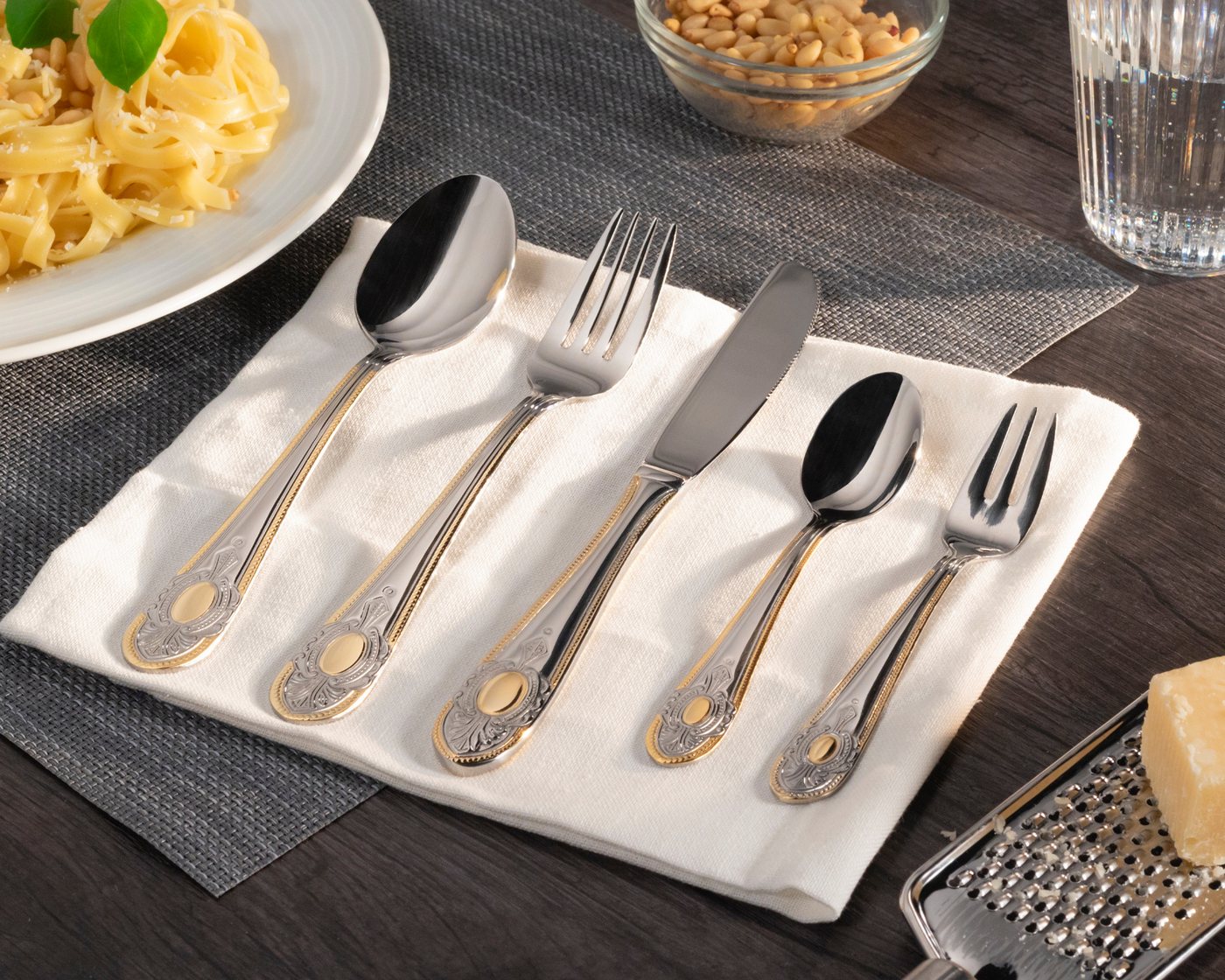 KING Besteck-Set »VIERAILLA GOLD« (31-tlg), 6 Personen, Edelstahl 18/0, mit Dekor in Gold-Optik, inkl. Etui – Bild 2 von 3