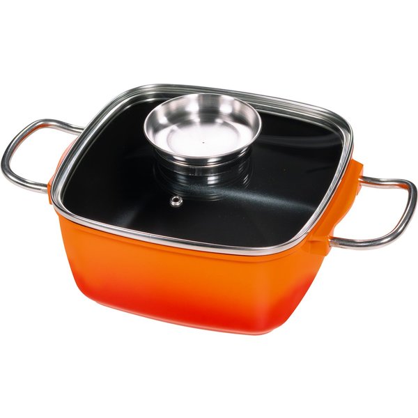 KING Bräter 3 L, Aluguss, Aluminiumguss (1-tlg), mit Glasdeckel und Aromaknopf, Induktion, Keramikbeschichtung