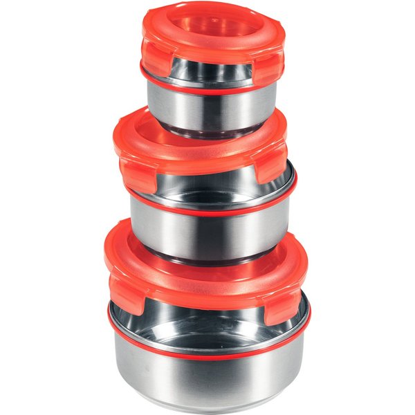 KING Frischhaltedose KLICKBOX, Dose inkl. Deckel, Edelstahl, (Set, 6-tlg), luftdicht, Inhalt ca.: 1.200 ml, 650 ml, 350 ml