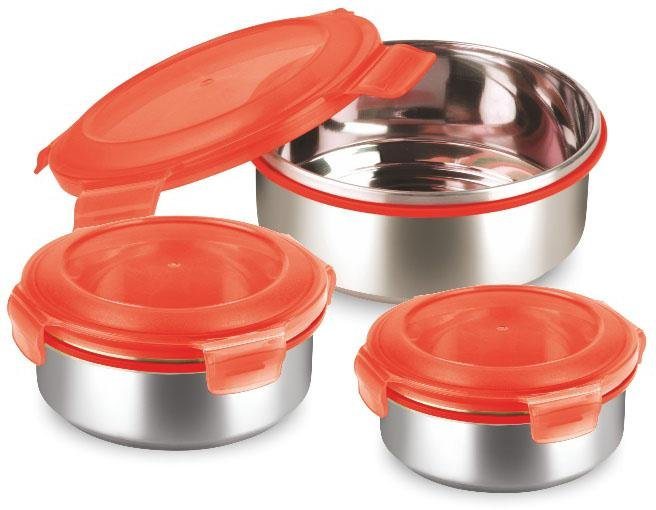 KING Frischhaltedose KLICKBOX, Dose inkl. Deckel, Edelstahl, (Set, 6-tlg), luftdicht, Inhalt ca.: 1.200 ml, 650 ml, 350 ml – Bild 3 von 3