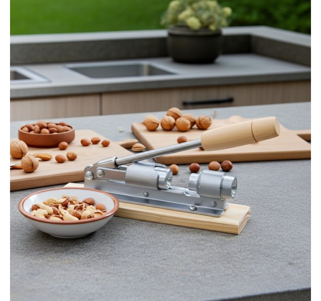 King Hoff Nussknacker Hebel-Nussknacker im Retro-Design, Holz & Metall, kraftsparend, Deko, Innovativer Nussöffner aus Holz und Metall Hebeltechnik für Walnüsse – Bild 2 von 5