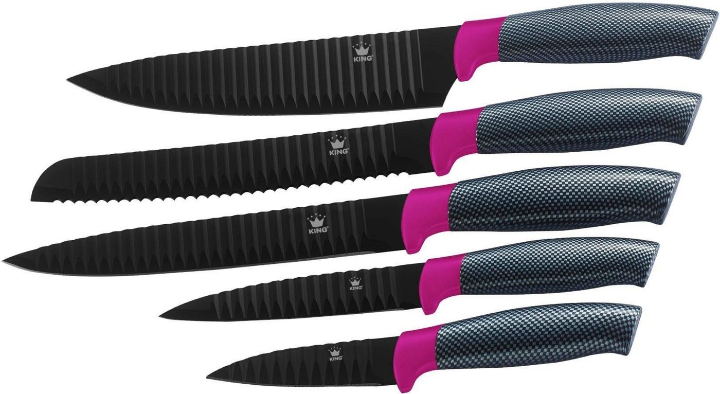 KING Messerblock Carbon Optic (6tlg), Wellenschliff – Bild 2 von 2