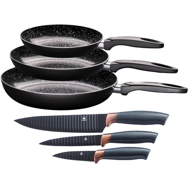 KING Pfannen-Set Küchenstart, Aluminium (Set, 6-tlg., 3 Pfannen, 3 Messer), Induktion, Keramikbeschichtung