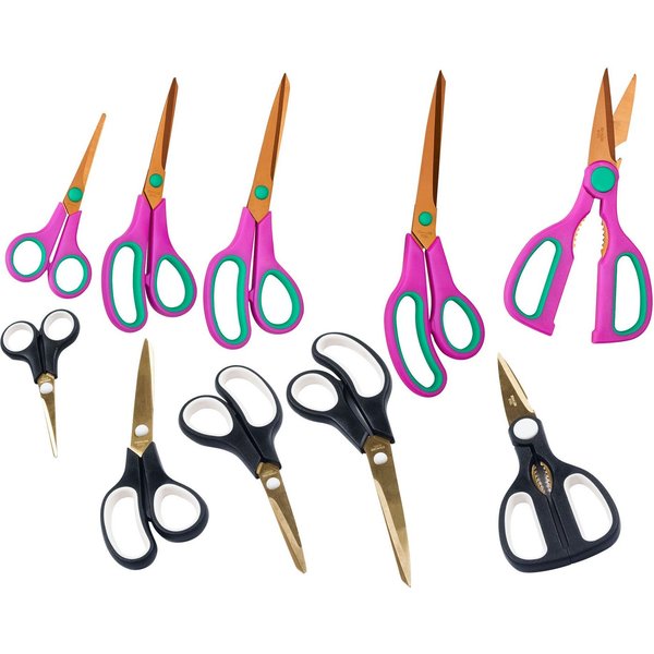 KING Scheren-Set Easycut, (Set, 10-tlg), 5 Scheren, Edelstahlklingen, Titan beschichtet, Soft-Touch Griffe
