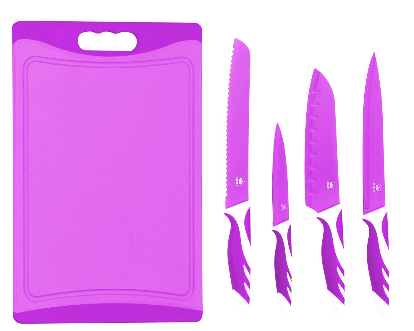 KING Topf-Set »ALUGUSS« Aluminiumguss, Induktion, Antihaftbeschichtung, Aluminiumguss (Set, 43-tlg., 3 Töpfe, 1 Stieltopf, 3 Glasdeckel), inkl. 4 Küchenmesser,  – Bild 2 von 5