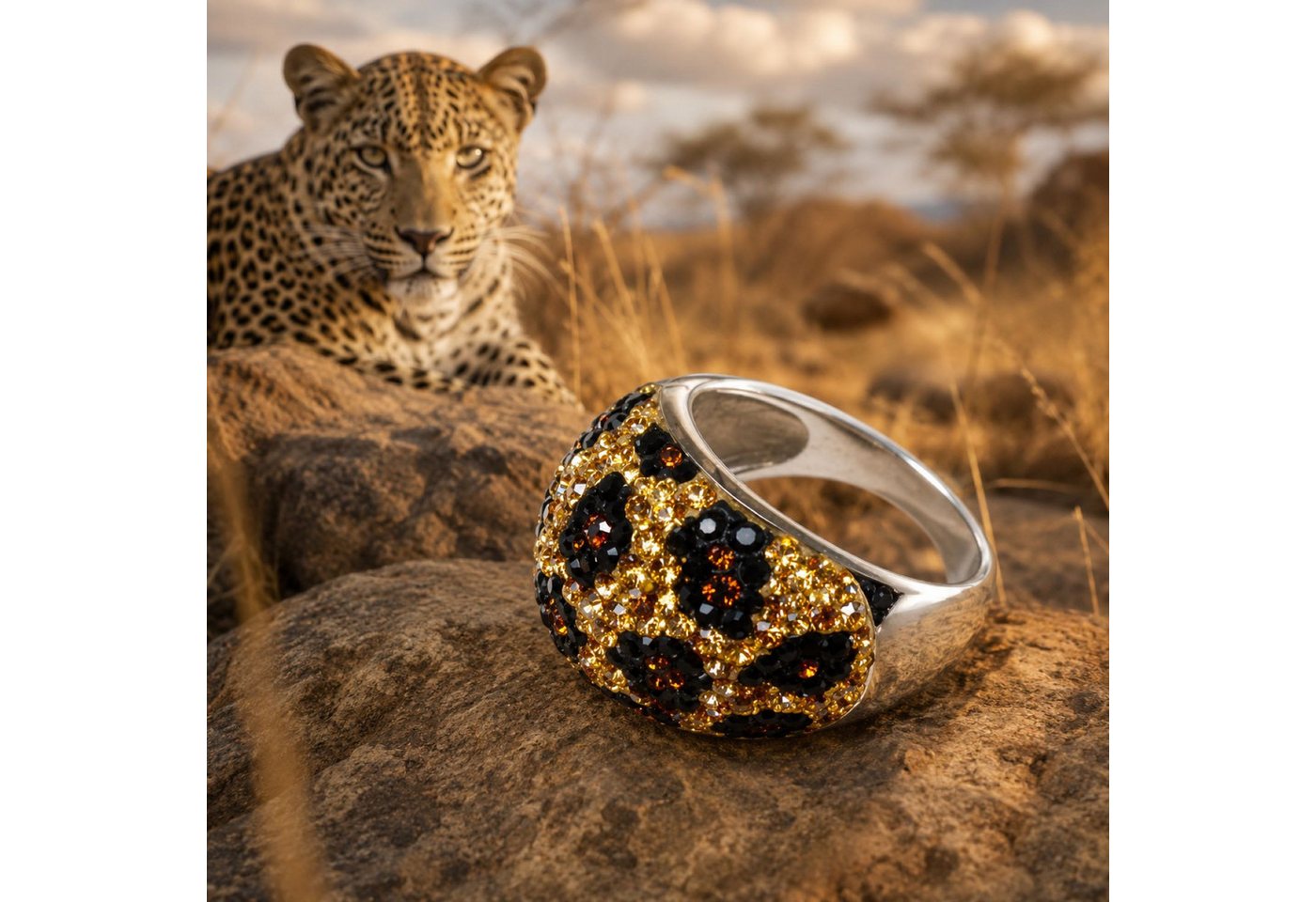 Kingka Fingerring Glamour, Damen Ring Leopard mit Zirkonia, Schmuck Geschenk, Damen Schmuck, perfekte Geschenkidee zu Geburtstag, Weihnachten – Bild 3 von 5