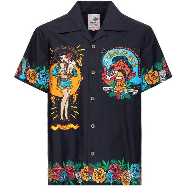 KingKerosin Kurzarmhemd Acapulco Gold mit auffälligem Artwort-Print