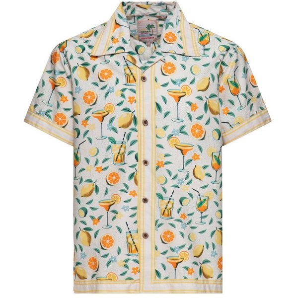 KingKerosin Kurzarmhemd Citrus Cocktail mit Zitrus Allover-Print
