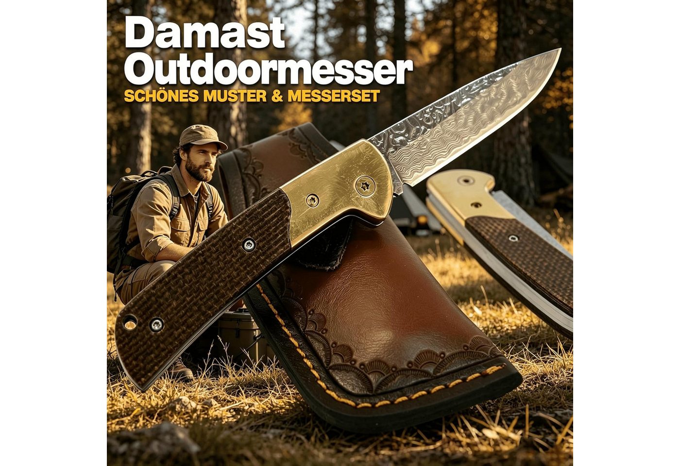KingLux Damastmesser Damast klappmesser Taschenzweihandmesser Outdoor EDC Messer – Bild 4 von 5