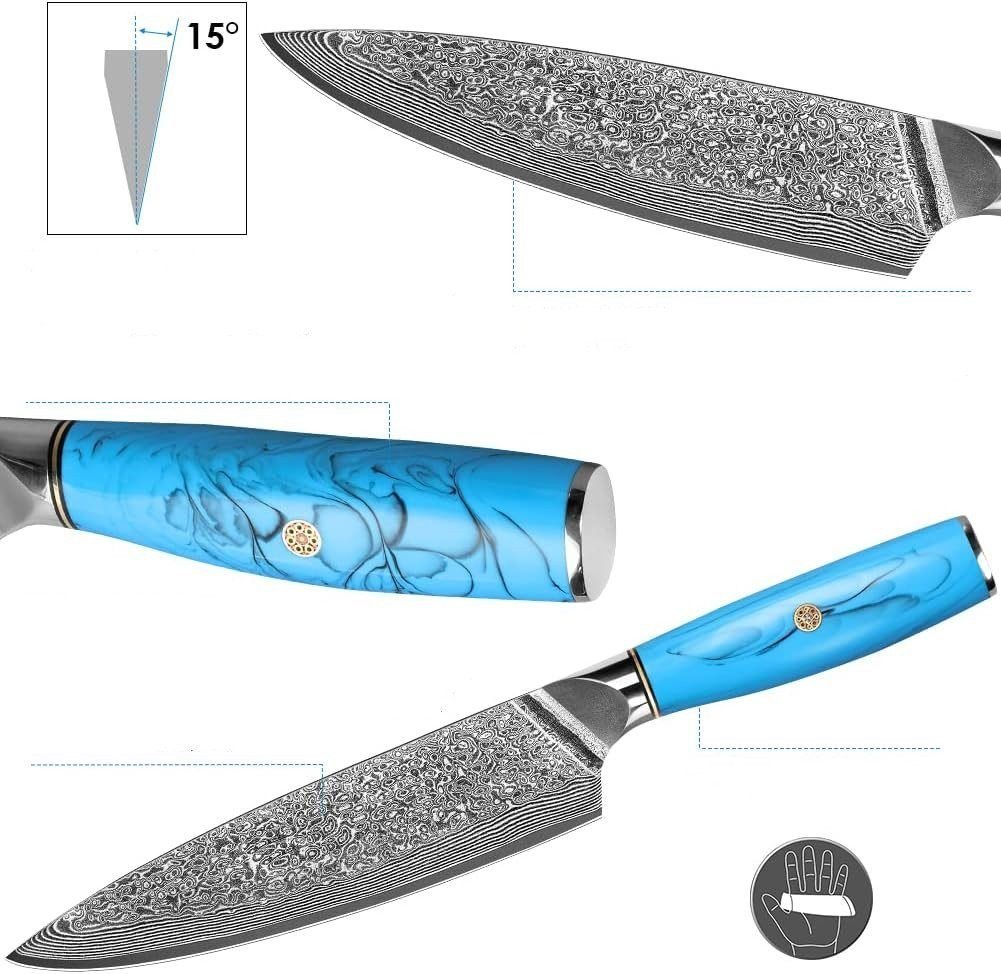 KingLux Kochmesser Damastmesser Chefmesser Küchenmesser Damaszenerstahl – Bild 4 von 5
